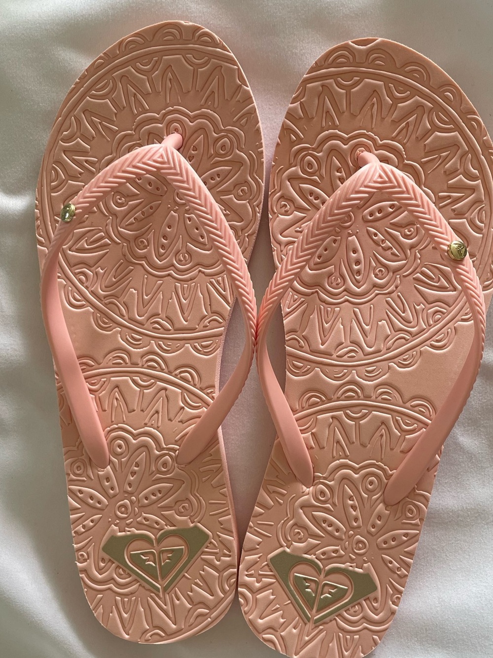 Roxy Women's Blush Pink Embossed Flip Flop Sandals